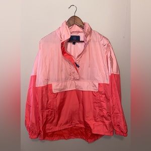 Parachute colorblock pullover Lightweight Peach Windbreaker Rain Jacket